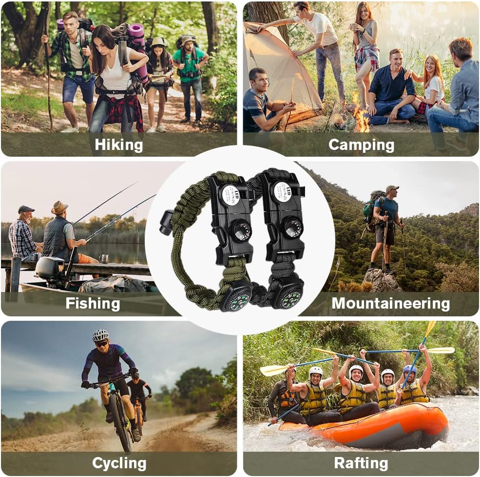 8-in-1 survival armband set, Ultieme Reddingstool Rond Je Pols