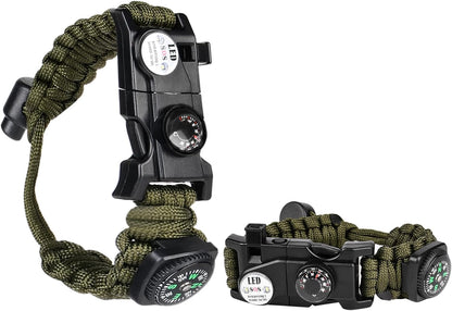 8-in-1 survival armband set, Ultieme Reddingstool Rond Je Pols