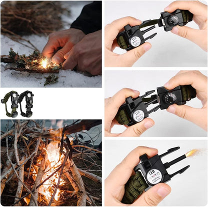 8-in-1 survival armband set, Ultieme Reddingstool Rond Je Pols